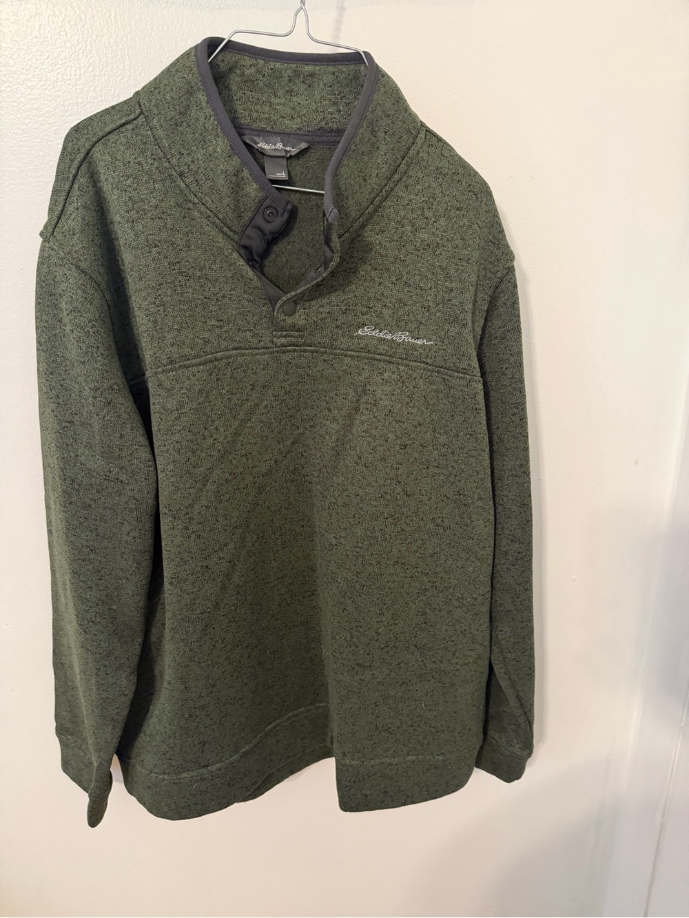 Eddie Bauer Olive Green Snap-Front Fleece Pullover